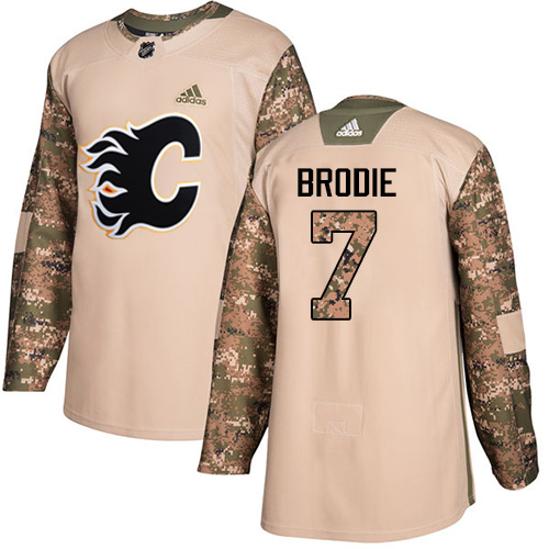 Adidas Flames #7 TJ Brodie Camo Authentic Veterans Day Stitched NHL Jersey